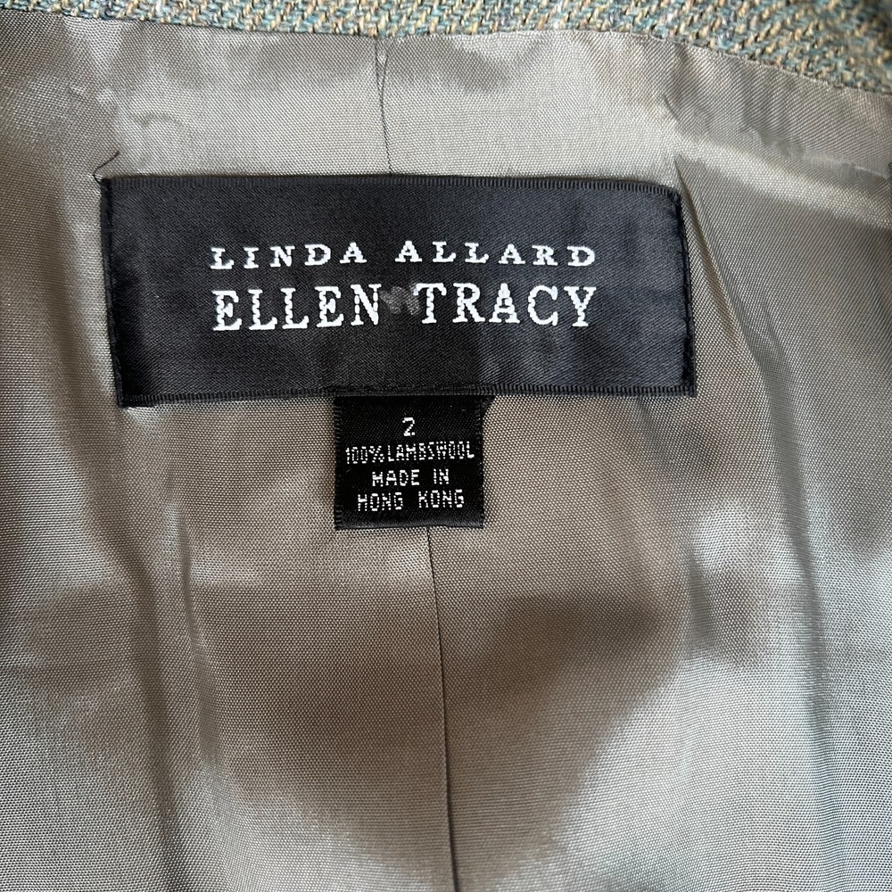 Vtg Linda Allard Ellen Tracy Two-Piece Blazer & Skirt Set Womens 2 Green Plaid - Picture 9 of 15